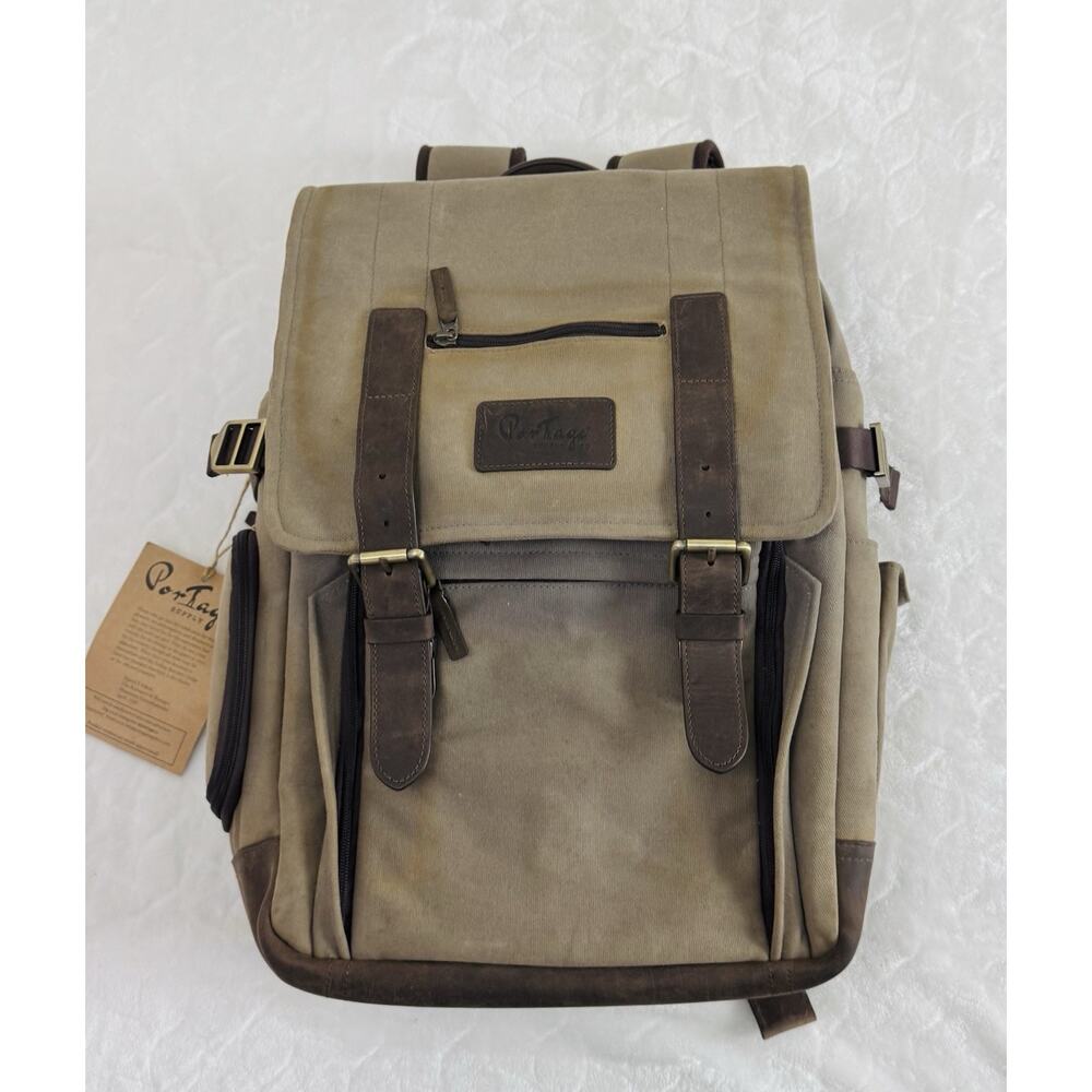 NWD Portage Supply Co Canvas The Kenora Backpack Laptop Waxed Canvas Leather